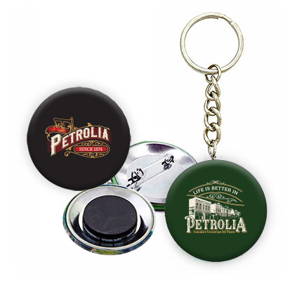 Petrolia Button, Magnet, Keychain
